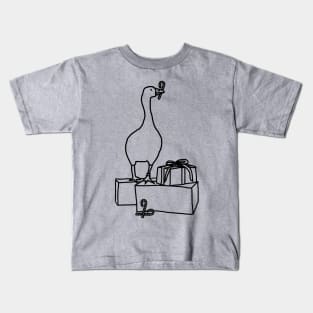 Gaming Goose Steals Christmas Line Drawing Kids T-Shirt